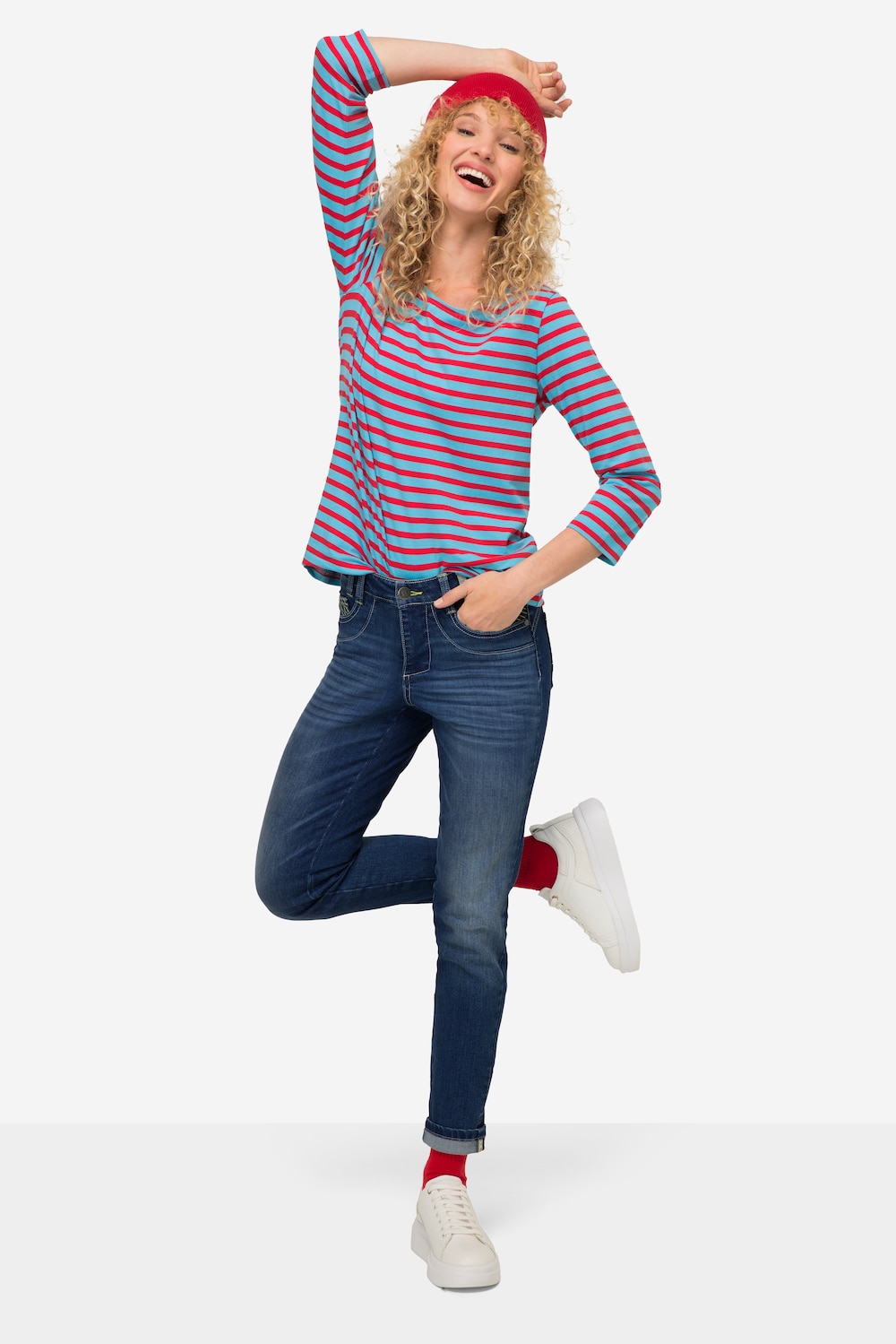 Große Größen Slim-Jeans, Damen, blau, Größe: 40, Baumwolle, LAURASON