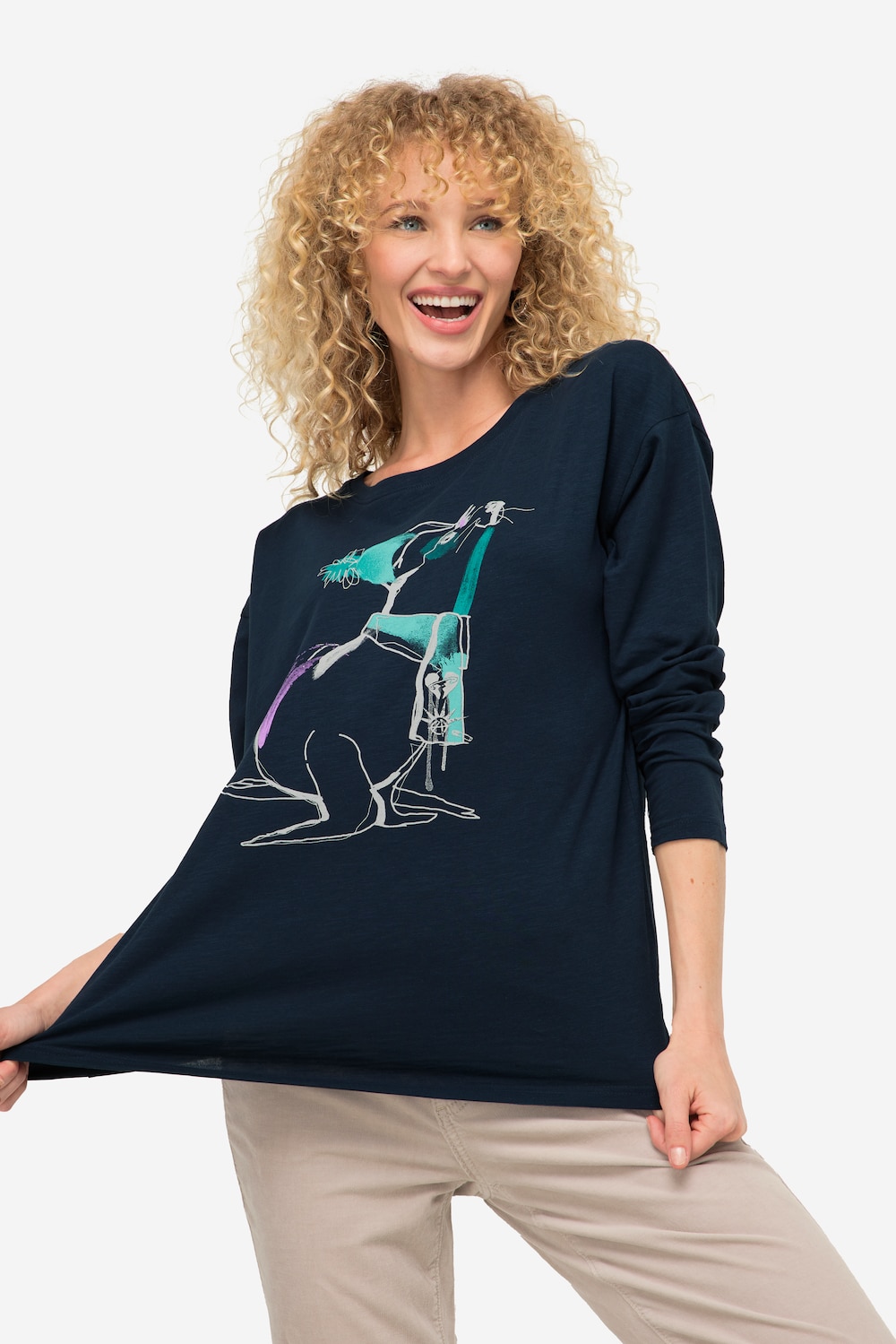 Große Größen T-Shirt, Damen, blau, Größe: XL, Baumwolle, LAURASON