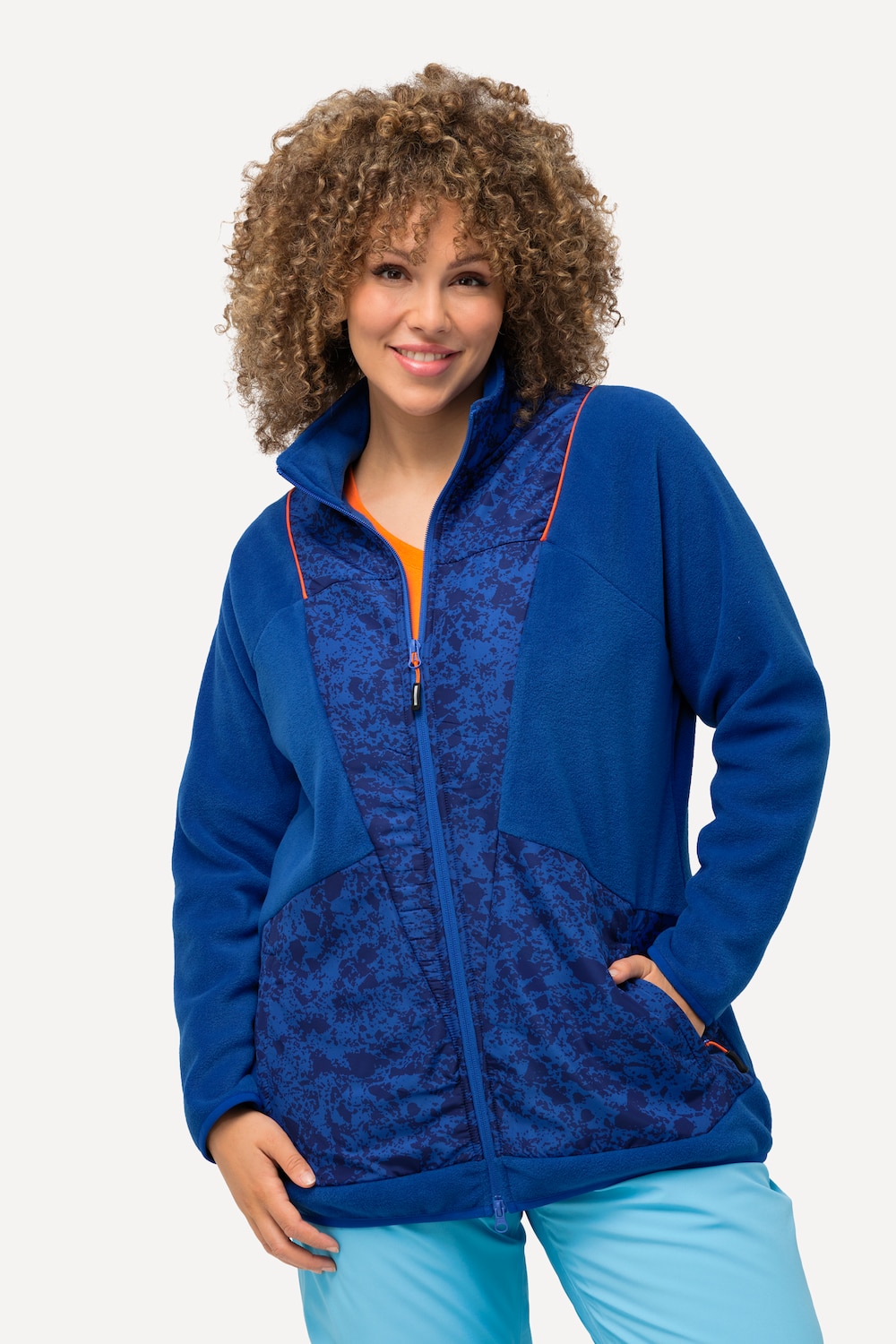 Grote Maten Fleecejas, Dames, blauw, Maat: 58/60, Polyester, Ulla Popken