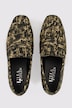 Fløyels-loafer, houndstooth, skinnfôr, bredde H