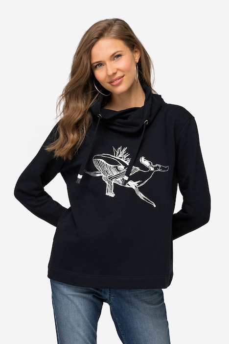 Whale Graphic Wide-Collared Sweatshirt