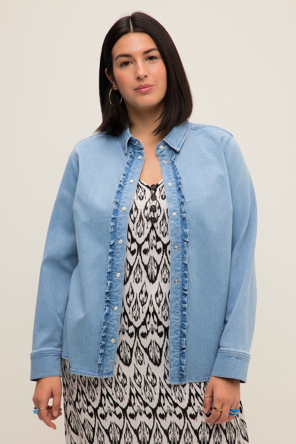 grandes tailles chemisier en jean, femmes, bleu, taille: 48/50, coton/polyester, studio untold