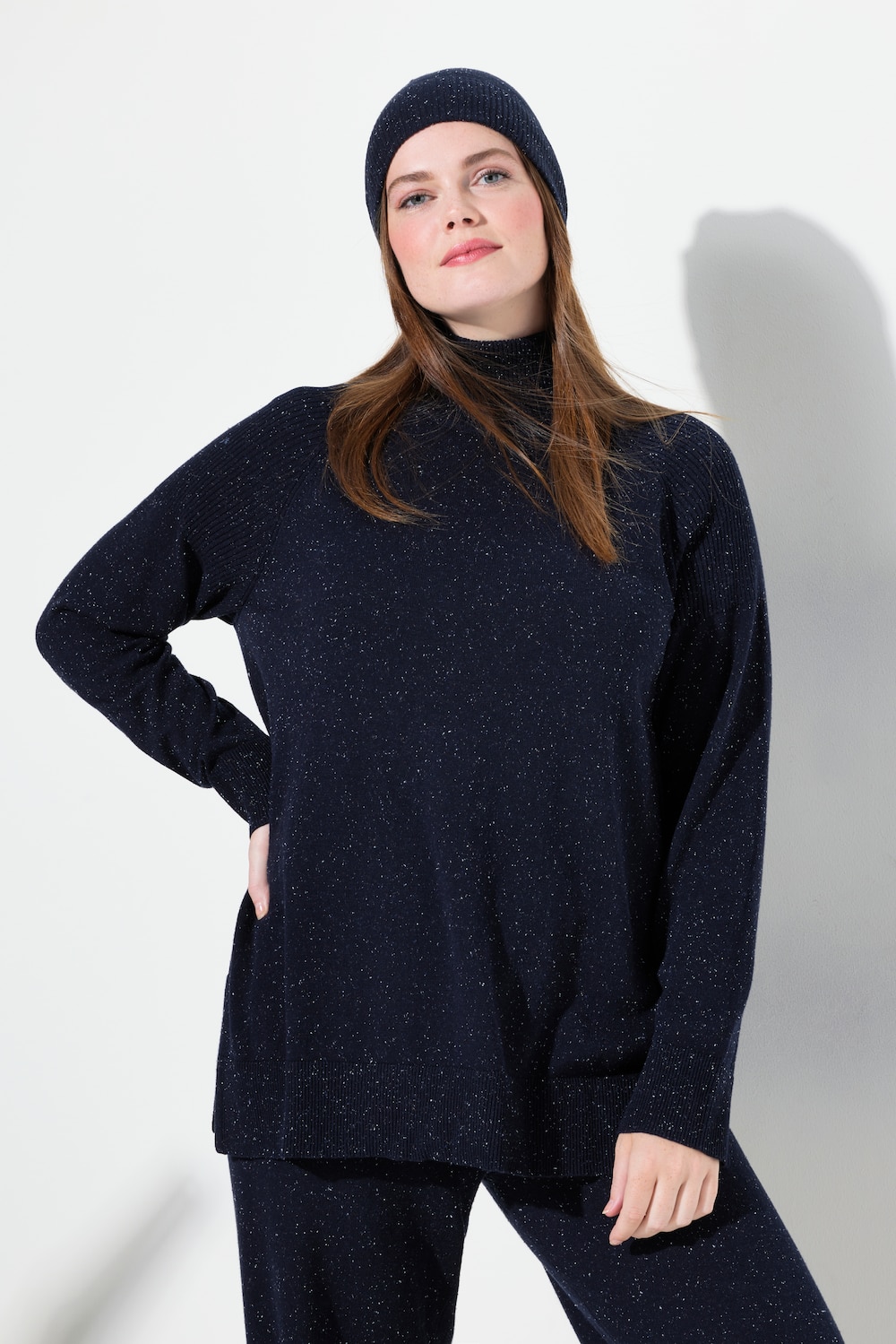 Große Größen Rollkragen-Pullover, Damen, blau, Größe: 58/60, Baumwolle, Ulla Popken