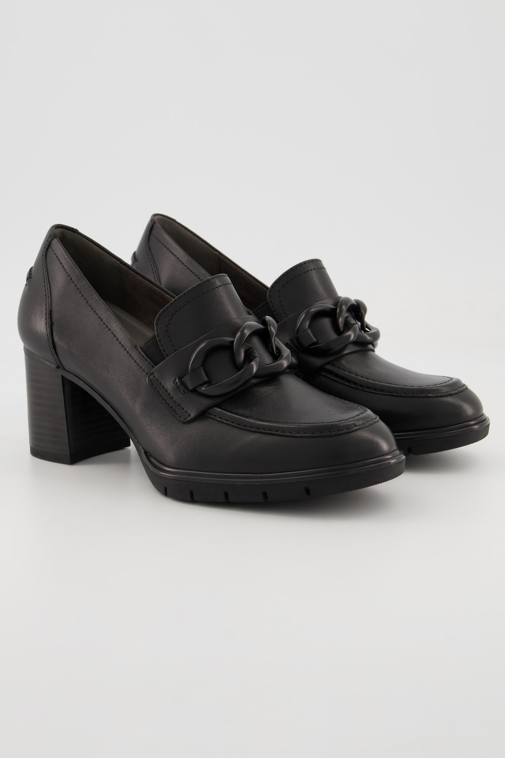 Grote Maten Leren loafers, Dames, zwart, Maat: 37, Leer/Polyester, Ulla Popken