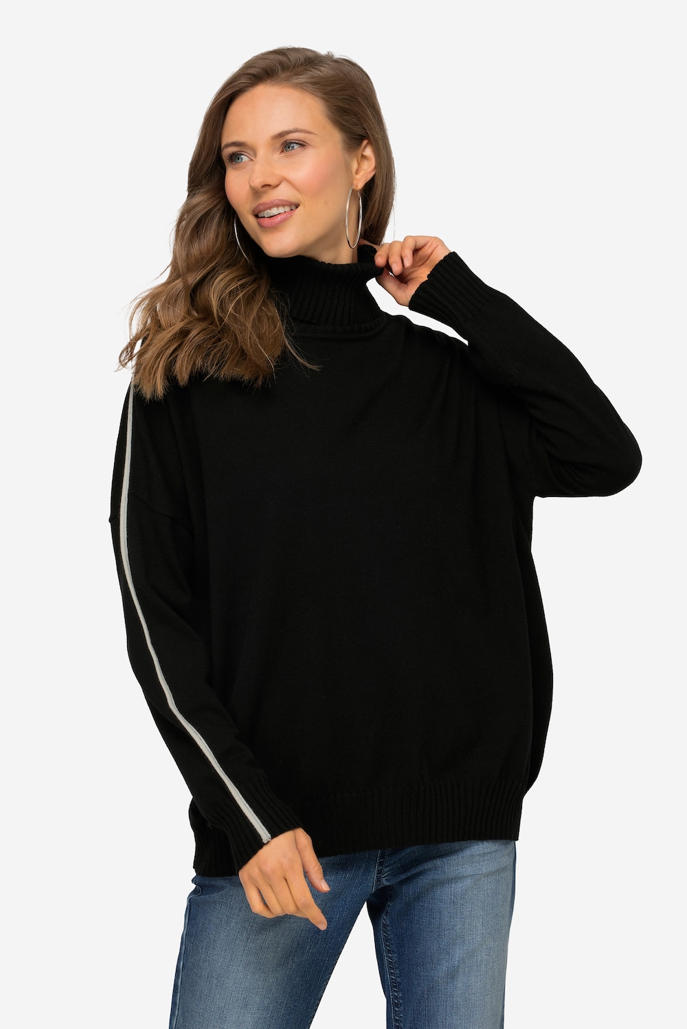 Große Größen Pullover, Damen, schwarz, Größe: L, Viskose/Polyester/Synthetische Fasern, LAURASON