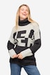Pullover, Colorblocking Wording SEA, zweifarbig, Rollkragen, Langarm
