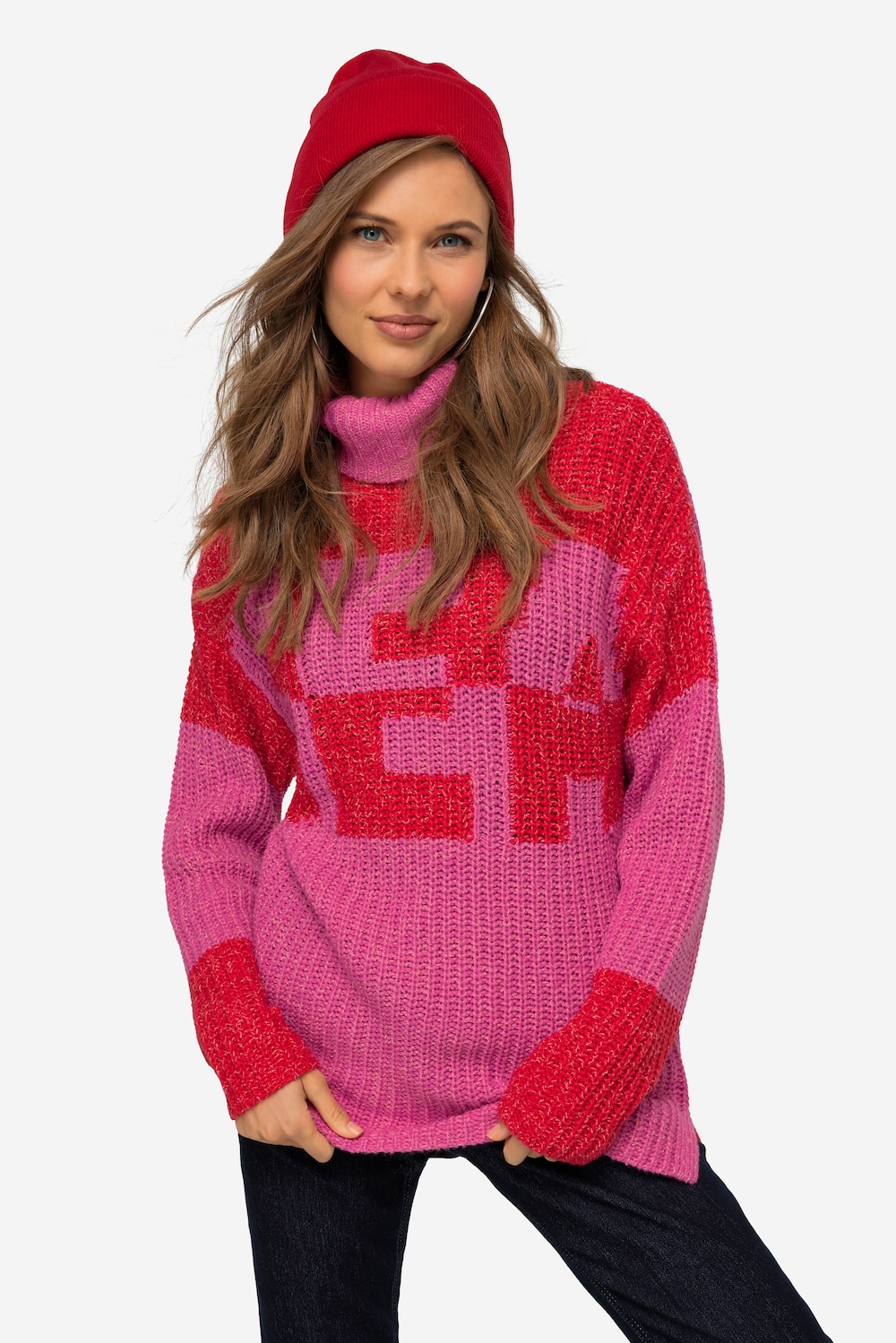 Große Größen Pullover, Damen, rosa, Größe: XL, Synthetische Fasern/Baumwolle, LAURASON