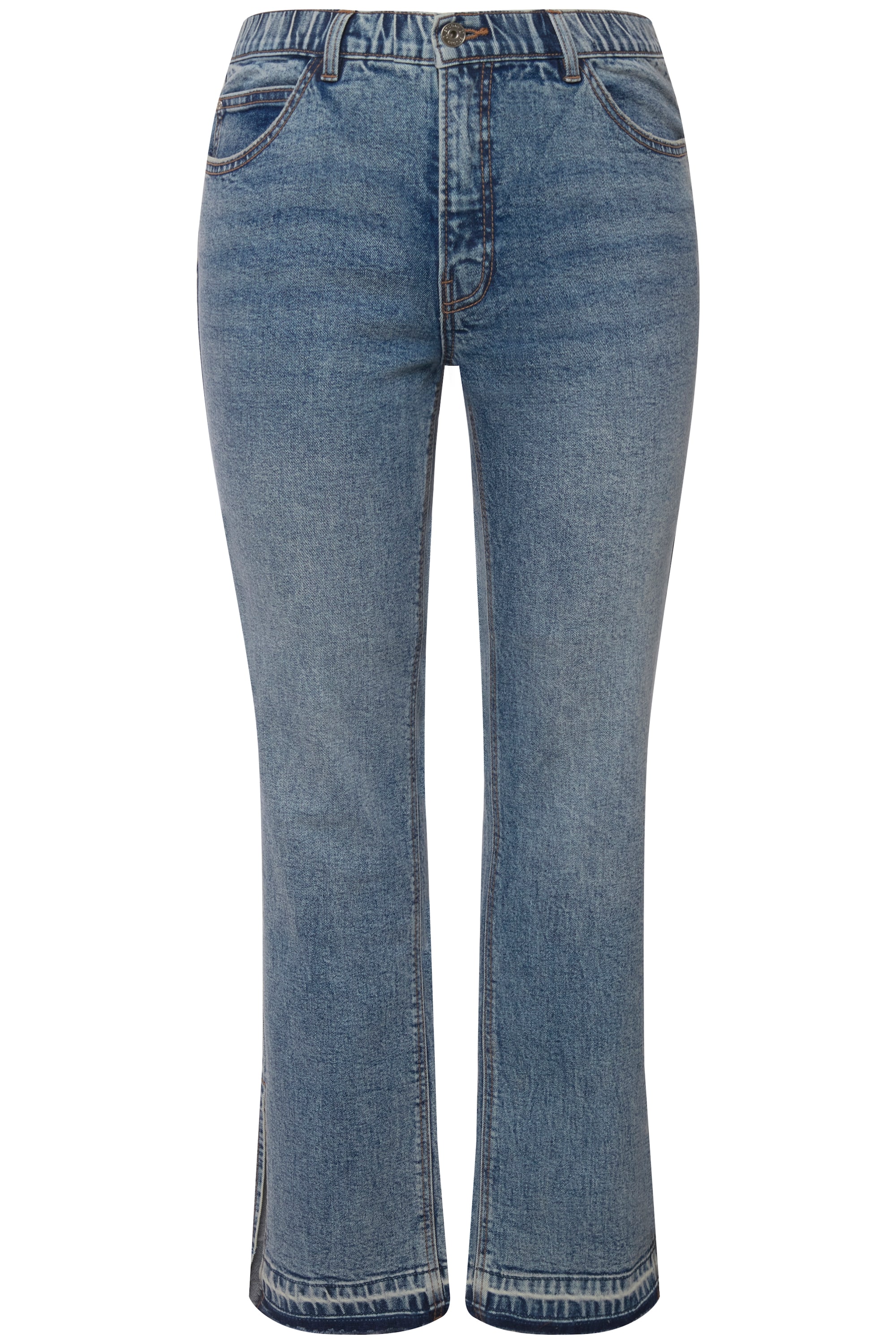 Studio Untold Damen große Größen Jeans Straight Fit Fransensaum Schlitz außen