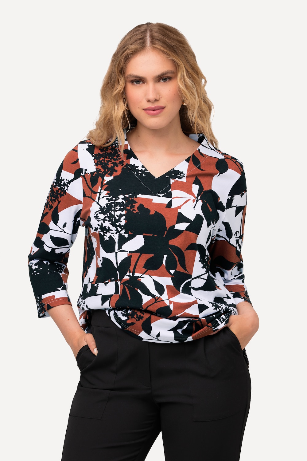 Grote Maten Shirt, Dames, zwart, Maat: 54/56, Katoen, Ulla Popken