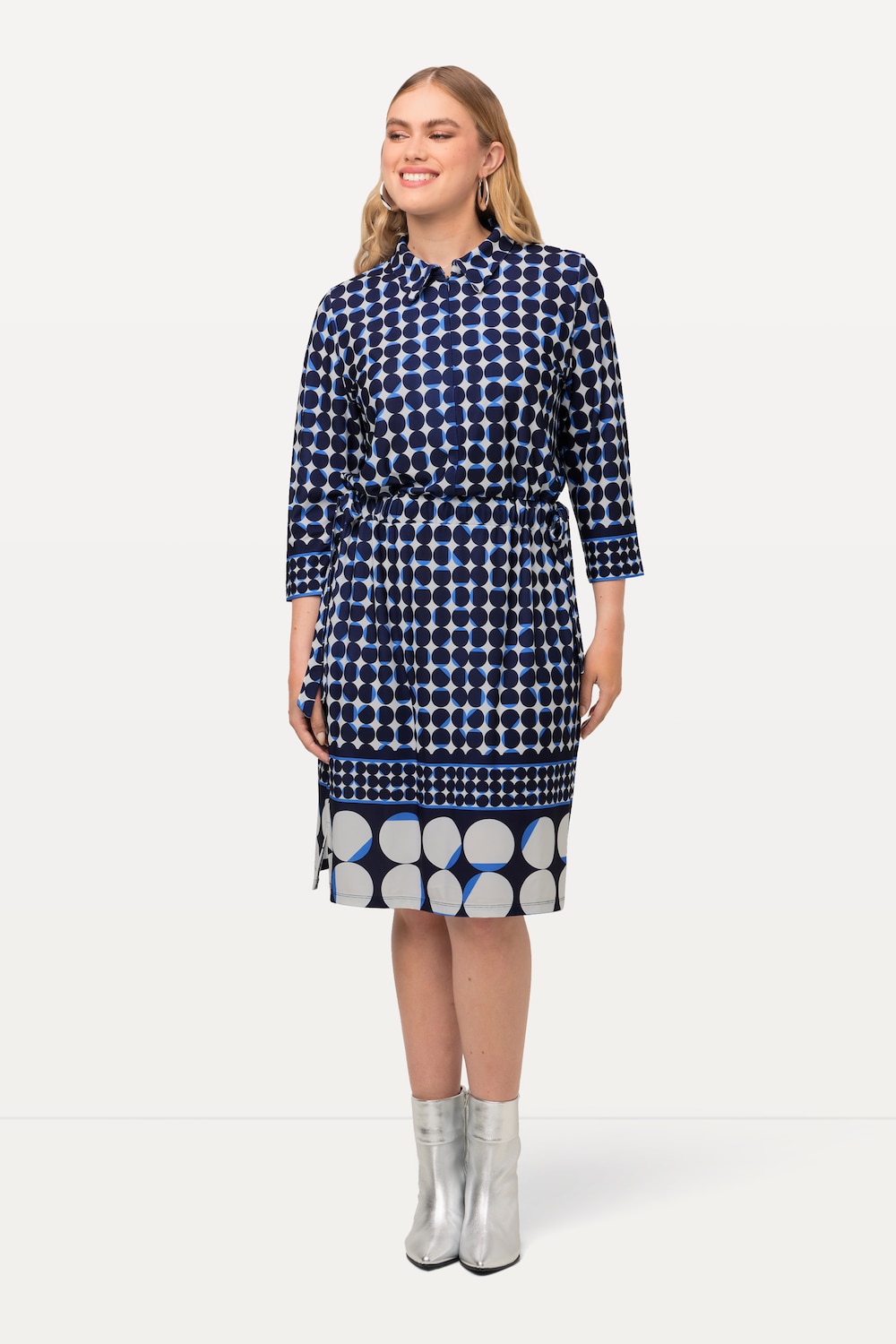 Große Größen Midikleid, Damen, blau, Größe: 50/52, Polyester, Ulla Popken