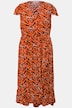 Midikleid, A-Line, Allover Print, V-Ausschnitt, Halbarm