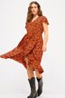 Midikleid, A-Line, Allover Print, V-Ausschnitt, Halbarm