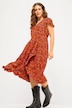 Midikleid, A-Line, Allover Print, V-Ausschnitt, Halbarm