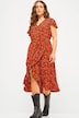 Midikleid, A-Line, Allover Print, V-Ausschnitt, Halbarm