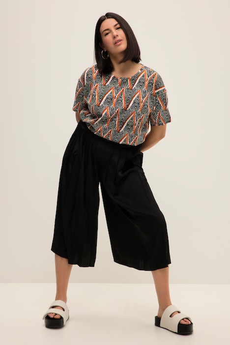 Pleated Wide Leg Cropped Culottes