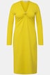 Midikleid, A-Line, Ripp-Jersey, V-Ausschnitt, Zierring, Langarm