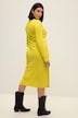 Midikleid, A-Line, Ripp-Jersey, V-Ausschnitt, Zierring, Langarm