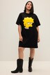 Sukienka Mini, prosty krój, dżersej, okrągły dekolt, nadruk Lisa Simpson