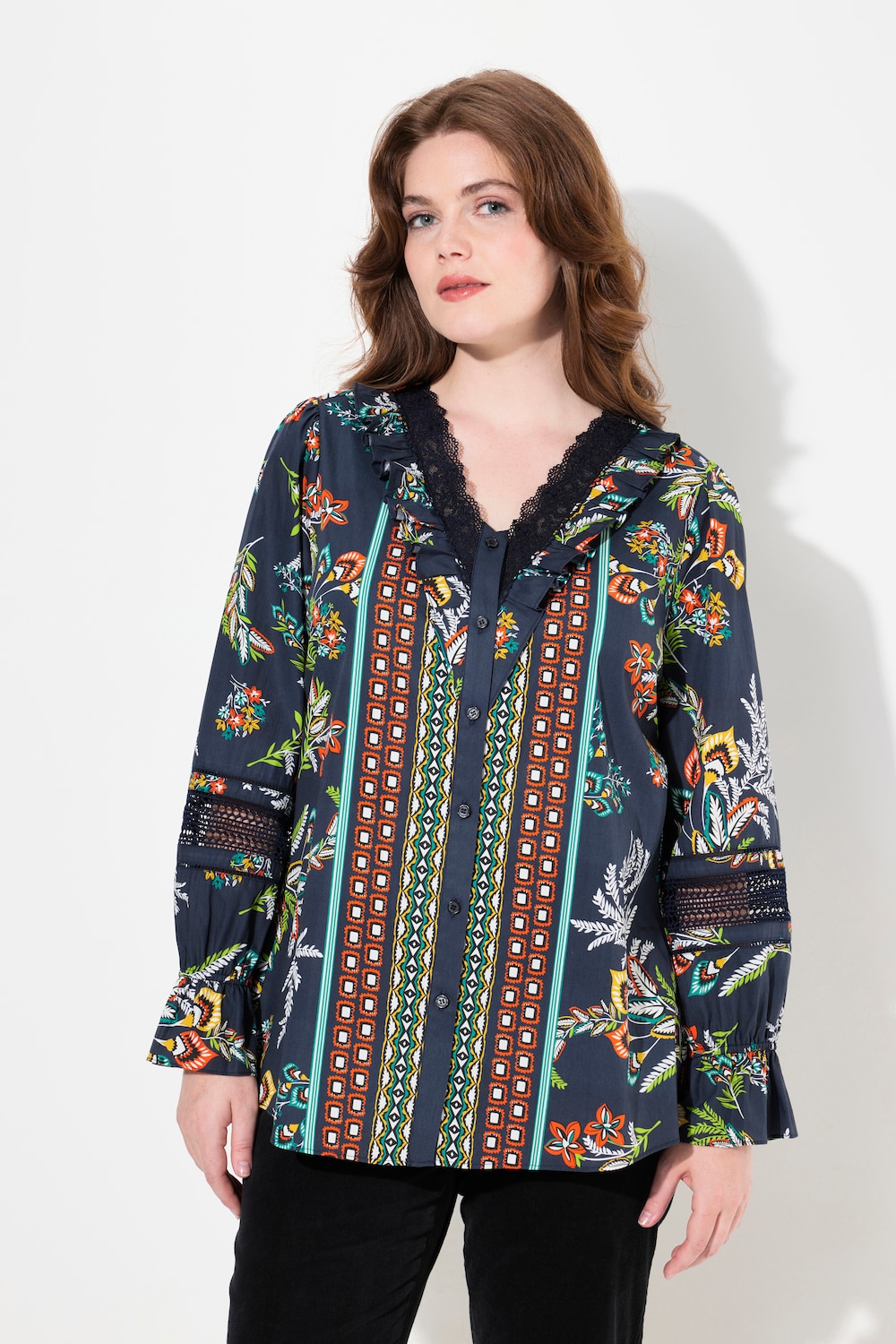 Große Größen Bluse, Damen, blau, Größe: 42/44, Baumwolle, Ulla Popken