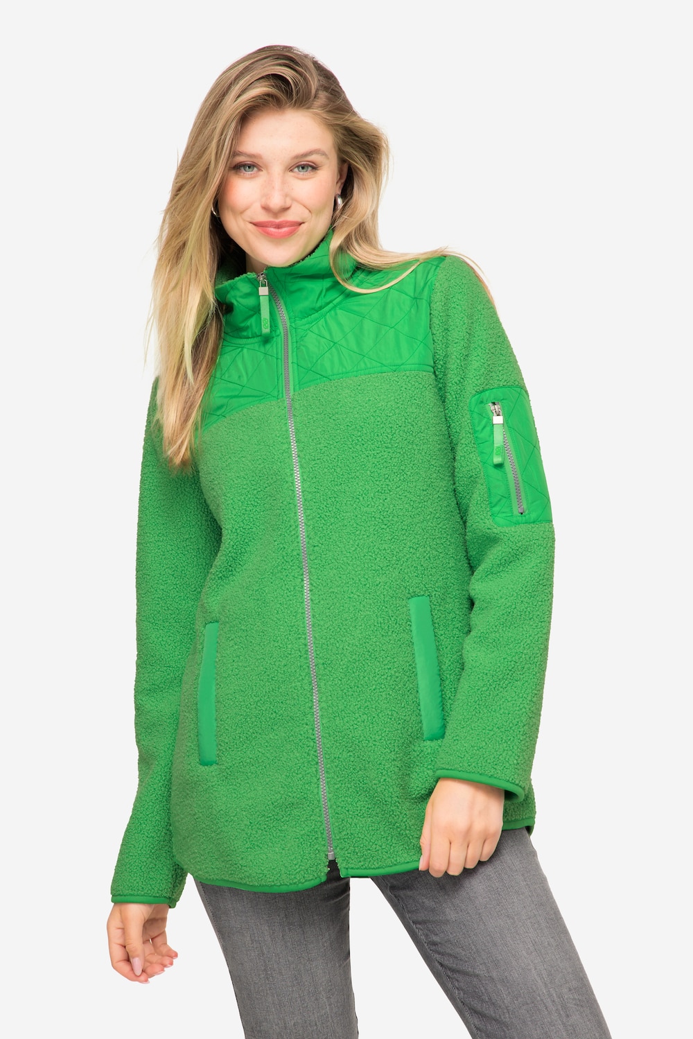 Große Größen Teddyjacke, Damen, grün, Größe: S, Polyester/Synthetische Fasern, LAURASON