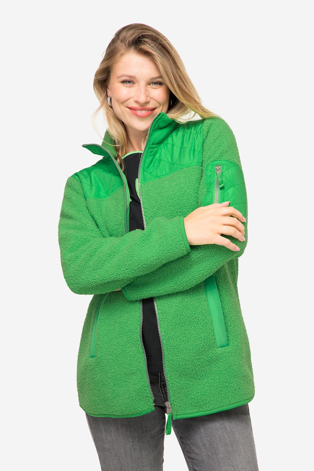 Große Größen Teddyjacke, Damen, grün, Größe: S, Polyester/Synthetische Fasern, LAURASON