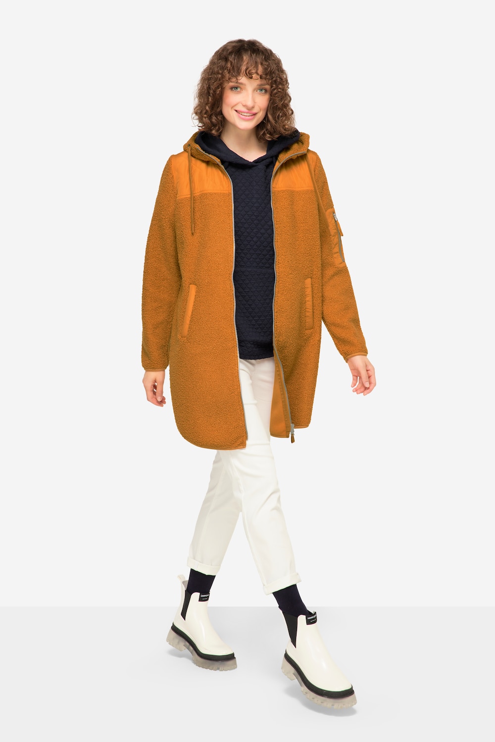 Große Größen Hoodie-Jacke, Damen, orange, Größe: XL, Polyester/Synthetische Fasern, LAURASON