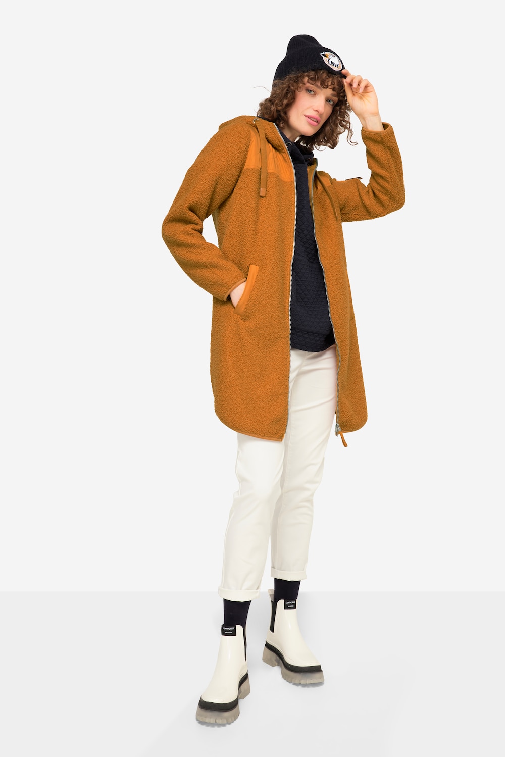 Große Größen Hoodie-Jacke, Damen, orange, Größe: XL, Polyester/Synthetische Fasern, LAURASON