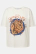 T-shirt, oversize, nadruk motywu tygrysa, okrągły dekolt, rękaw 1/2