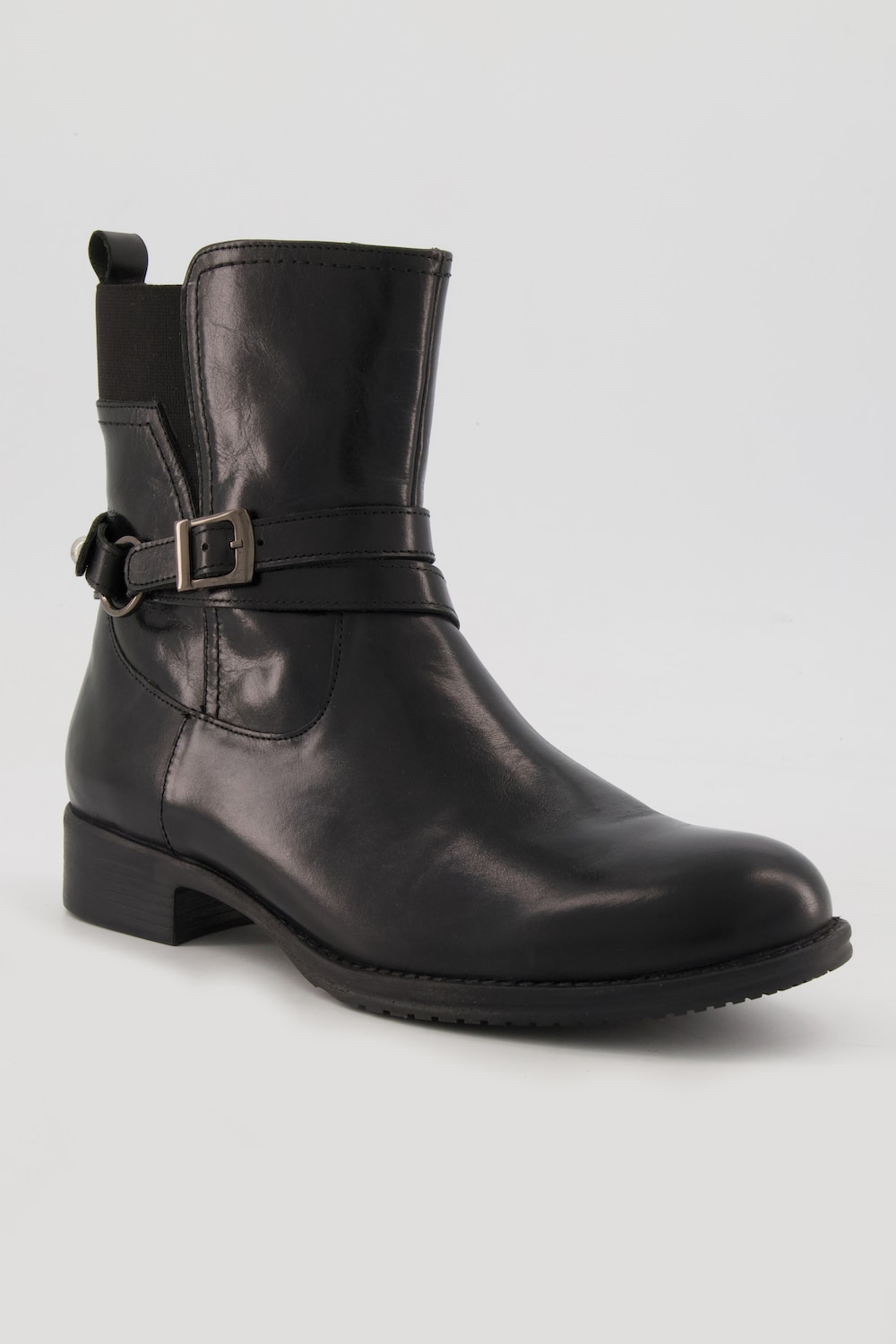 Leder-Stiefeletten, Damen, schwarz, Größe: 42, Polyester/Leder, Ulla Popken