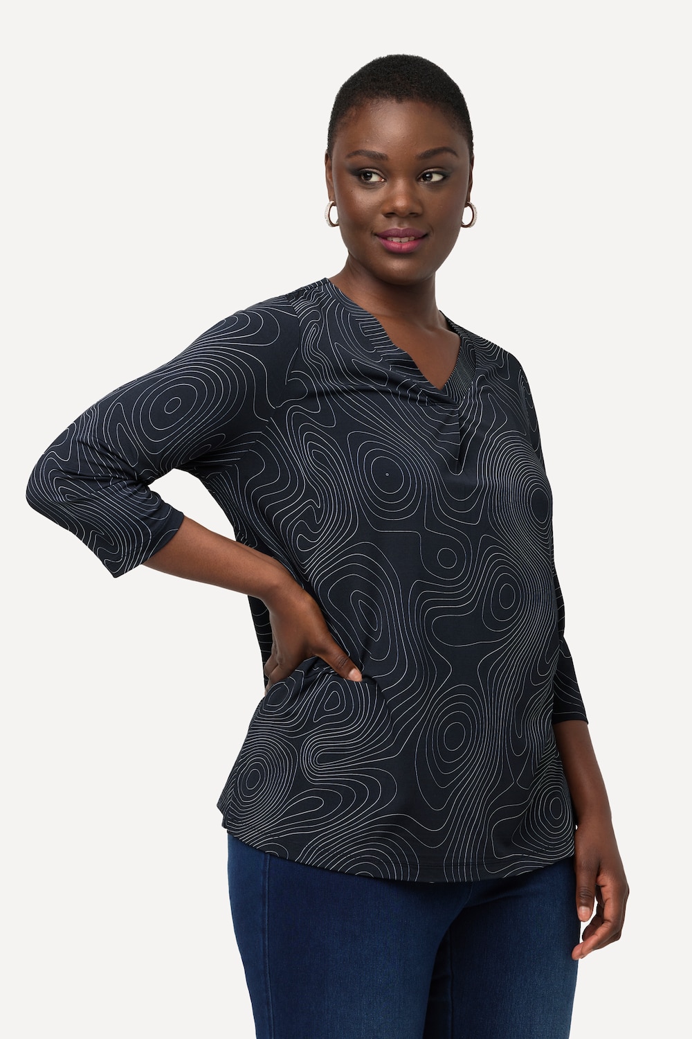 Grote Maten Slinky shirt, Dames, blauw, Maat: 46/48, Viscose, Ulla Popken