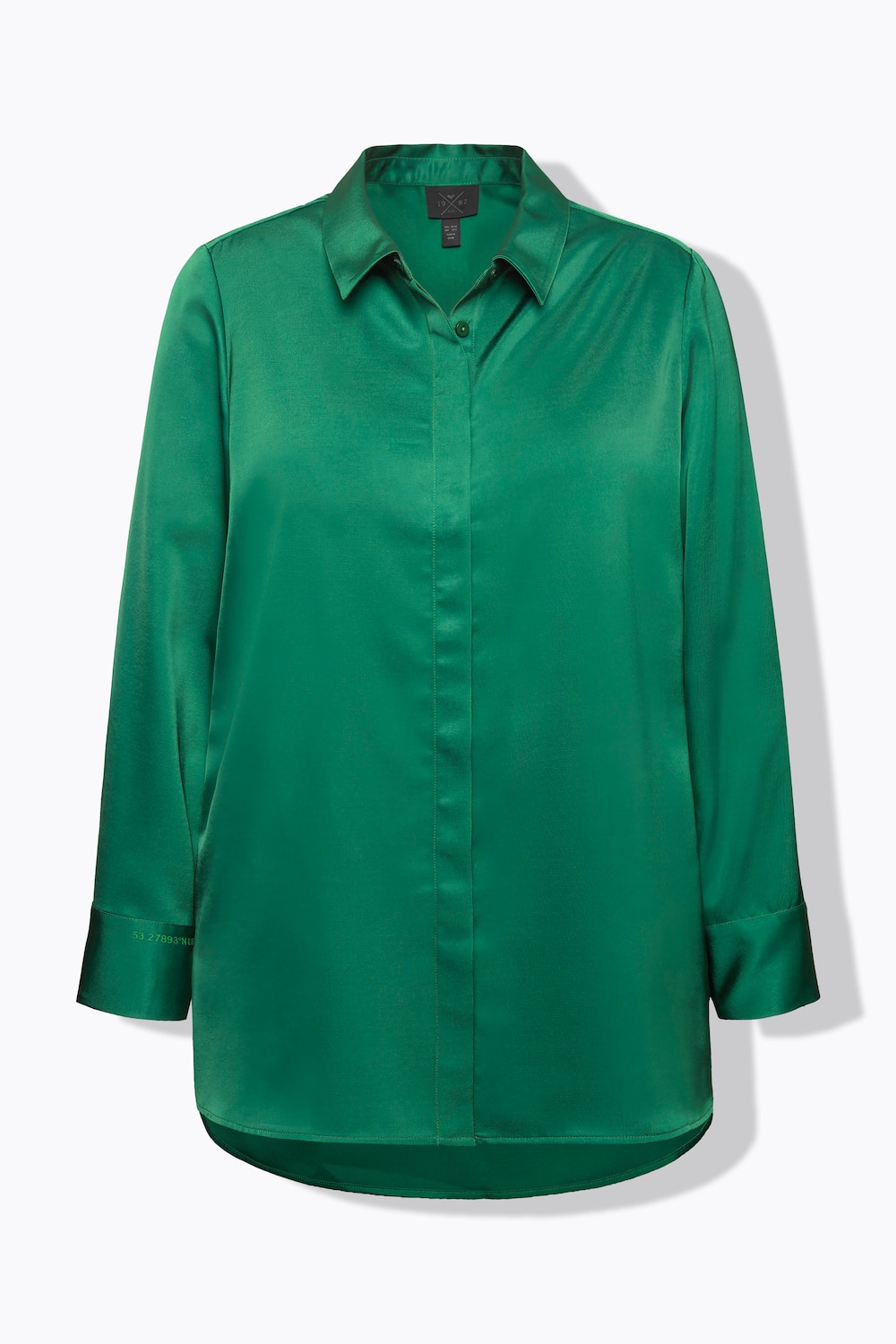 Stora storlekar Skjorta i satin, Dam, grön, storlek: 54/56, Polyester, Ulla Popken