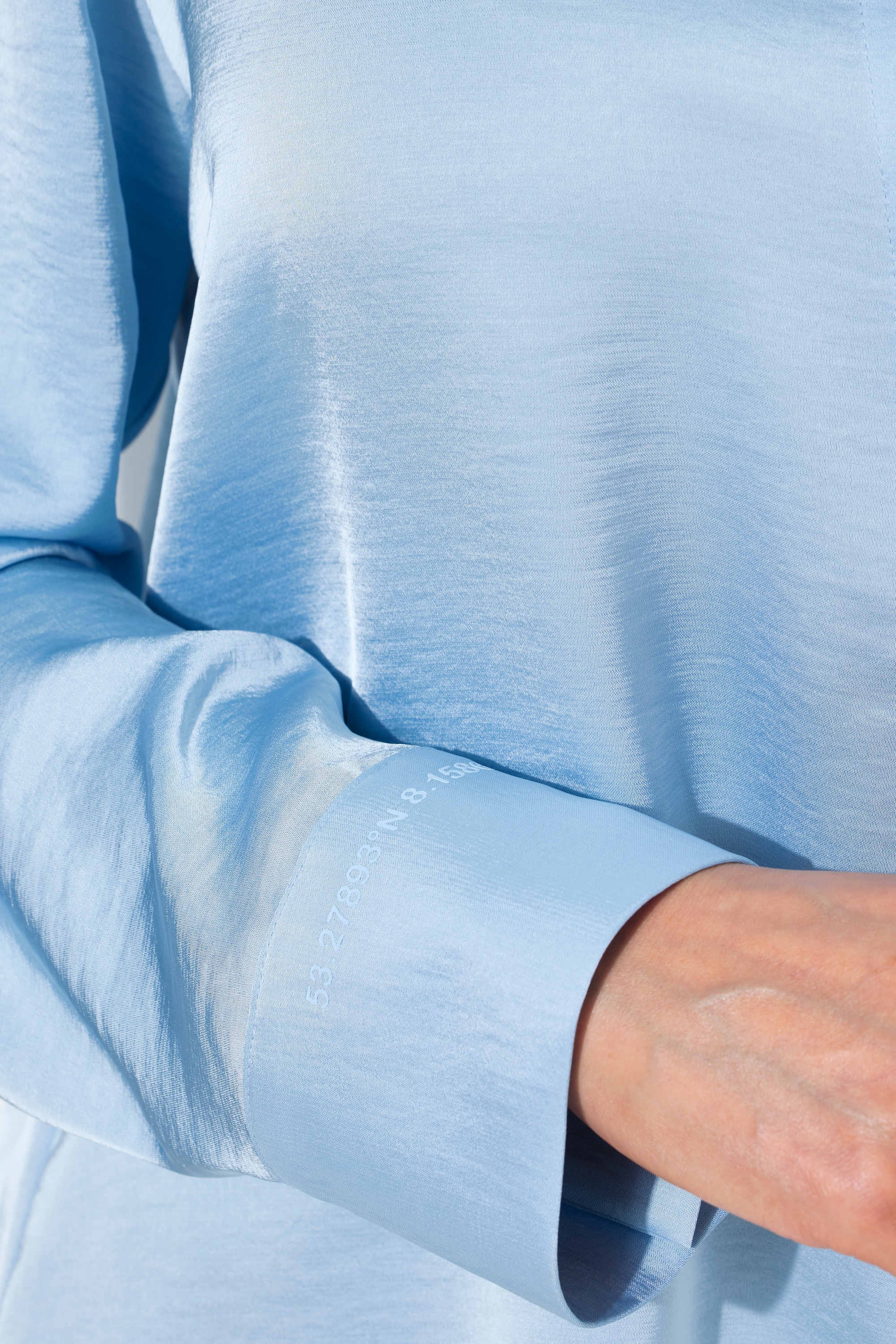 Ulla Popken Damen große Größen Satin Hemdbluse hinten länger Hemdkragen