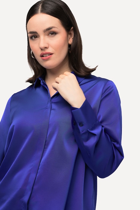 Long Sleeve Collared Satin Blouse | all Blouses | Blouses
