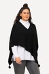 Poncho di maglia smanicato con orlo a punta, nappe e scollo a V