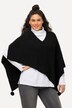 Poncho di maglia smanicato con orlo a punta, nappe e scollo a V