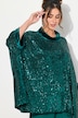 Pailletten-Shirt, Oversized, Samt-Rollkragen, Halbarm