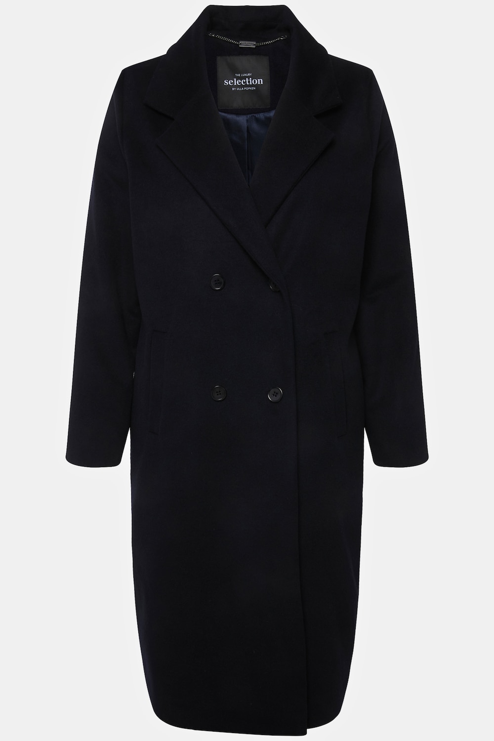 Stora storlekar Kappa i ullmix, Dam, blå, storlek: 42, Polyester/Ull, Ulla Popken