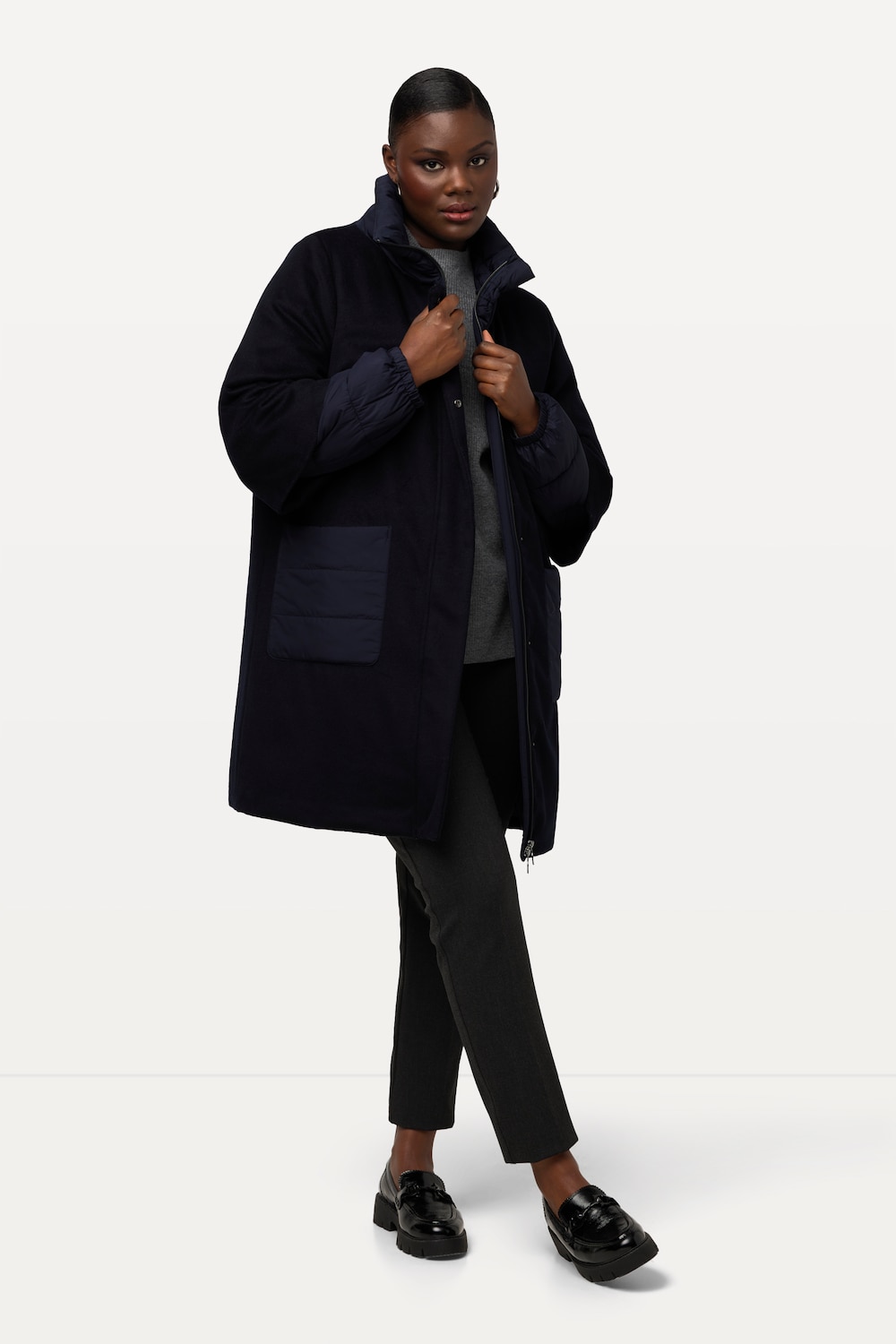 Große Größen Jacke, Damen, blau, Größe: 46/48, Polyester/Wolle, Ulla Popken