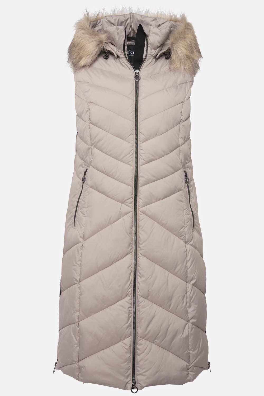 Grote Maten Long doorgestikte bodywarmer, Dames, beige, Maat: 46/48, Polyester, Ulla Popken