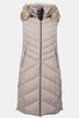 Lange doorgestikte bodywarmer, waterafstotend, capuchon, geweven bont
