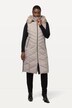 Lange doorgestikte bodywarmer, waterafstotend, capuchon, geweven bont
