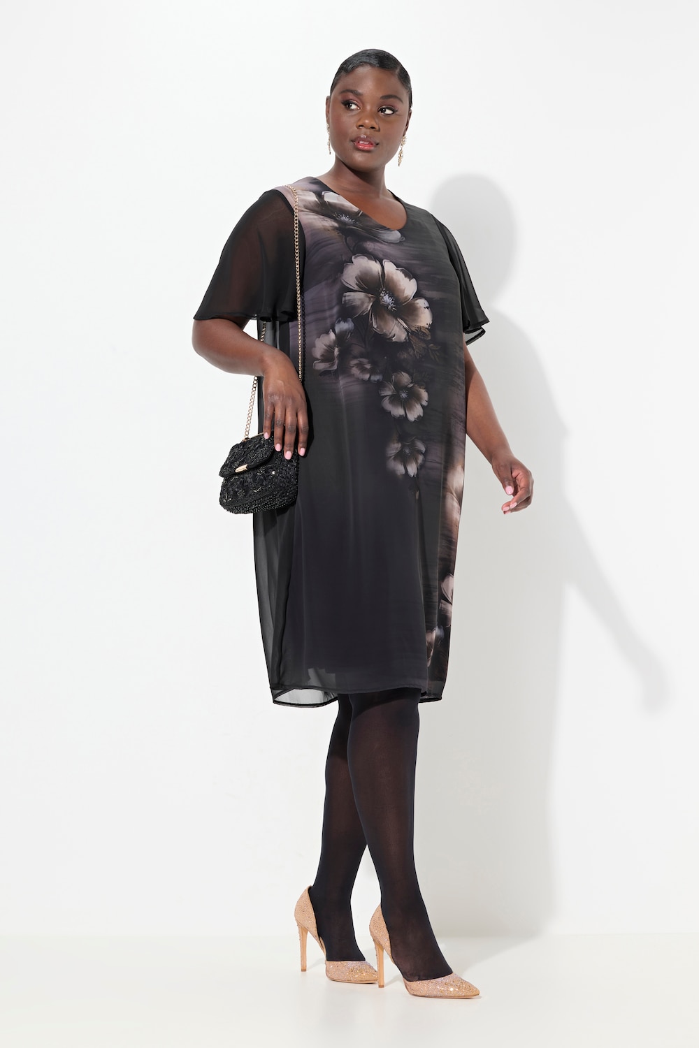 Große Größen Kleid, Damen, schwarz, Größe: 50/52, Polyester, Ulla Popken