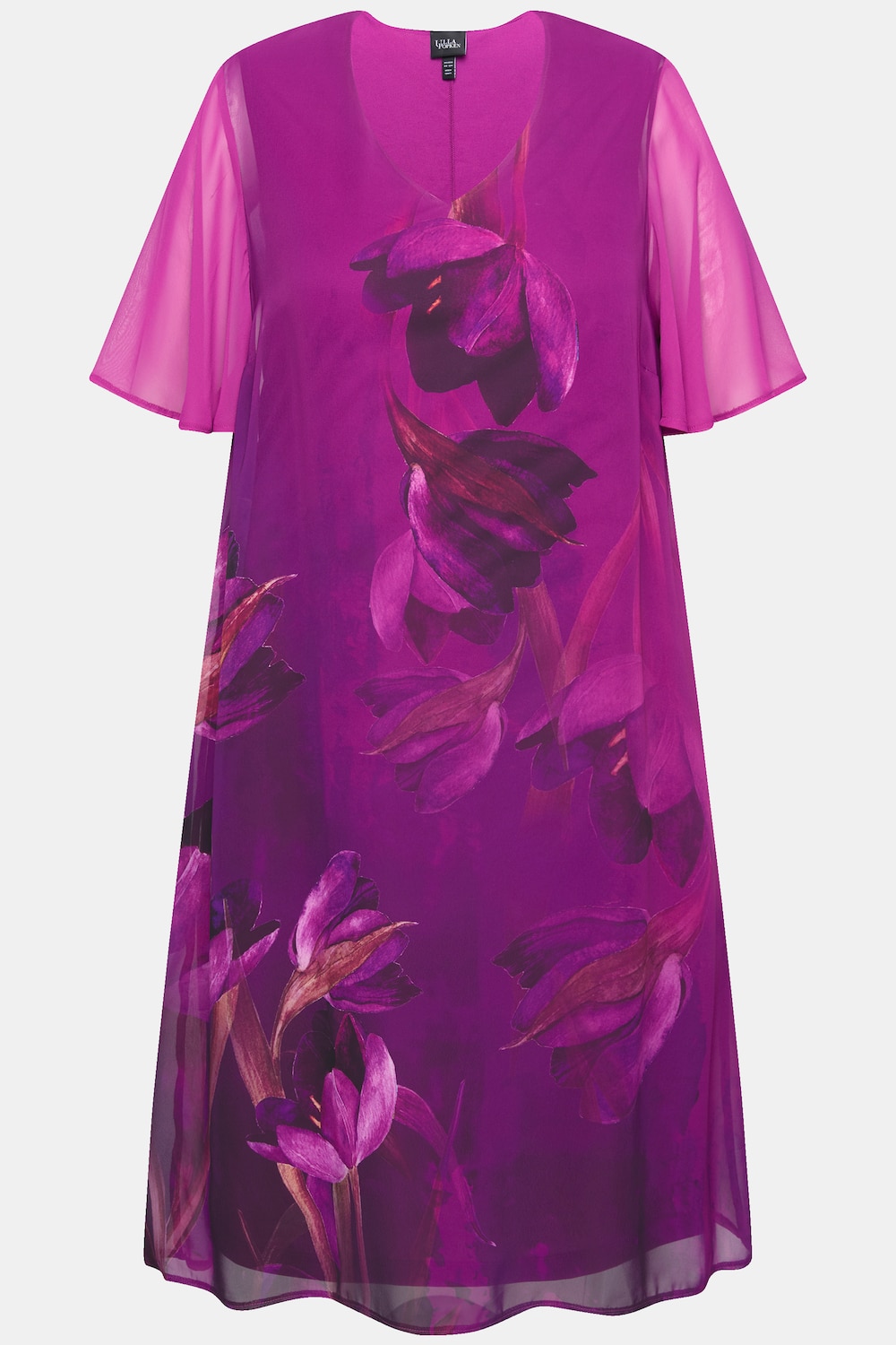 Stora storlekar Klänning i A-linjemodell med blommönster, Dam, röd, storlek: 46/48, Polyester, Ulla Popken