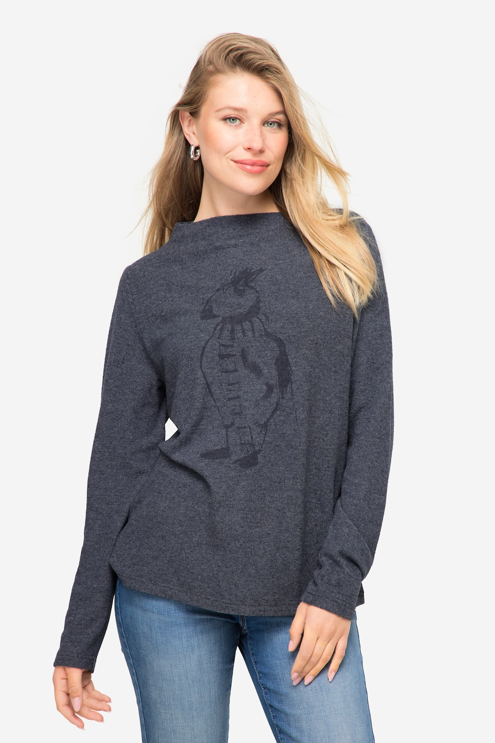 Große Größen Sweatshirt, Damen, blau, Größe: L, Polyester/Viskose, LAURASON