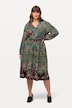Midikleid, Patchdruck, V-Ausschnitt, Langarm
