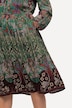 Midikleid, Patchdruck, V-Ausschnitt, Langarm