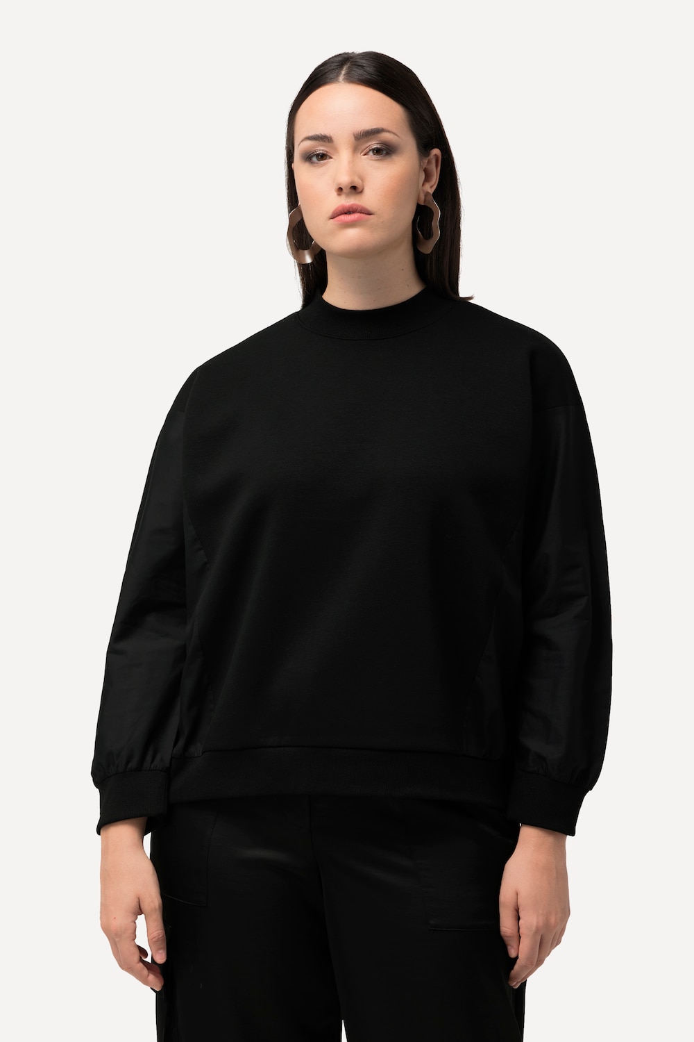 Große Größen Sweatshirt, Damen, schwarz, Größe: 46/48, Baumwolle/Polyester, Ulla Popken