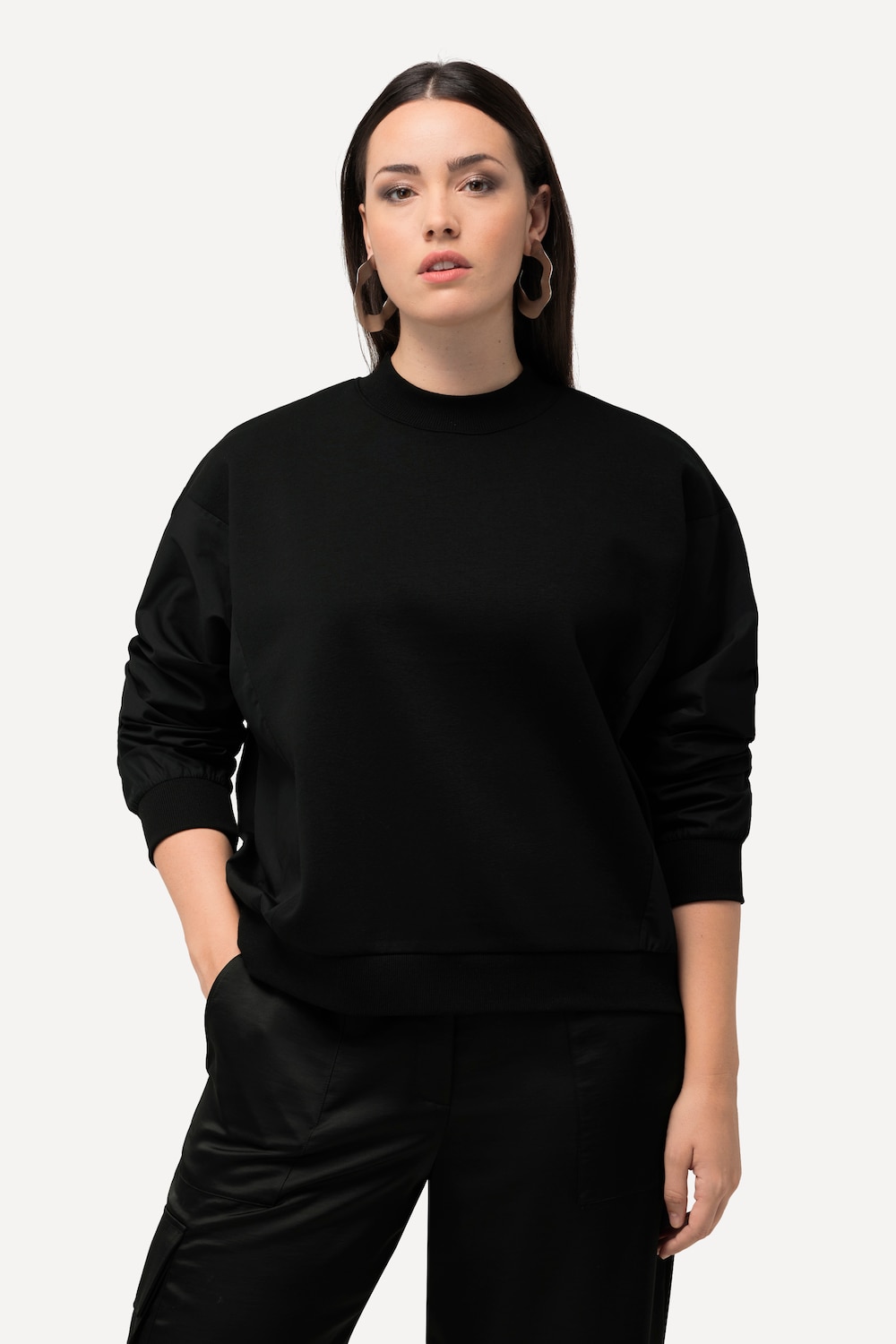 Große Größen Sweatshirt, Damen, schwarz, Größe: 54/56, Baumwolle/Polyester, Ulla Popken