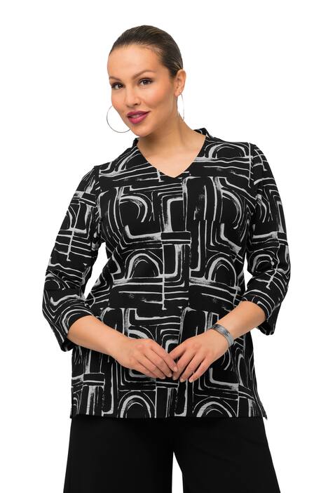 Tričko, grafický potisk, kalichový límec, 3/4 rukávy