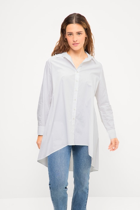 Asymmetric A-Line Button-Down Shirt | Long Blouses | Blouses